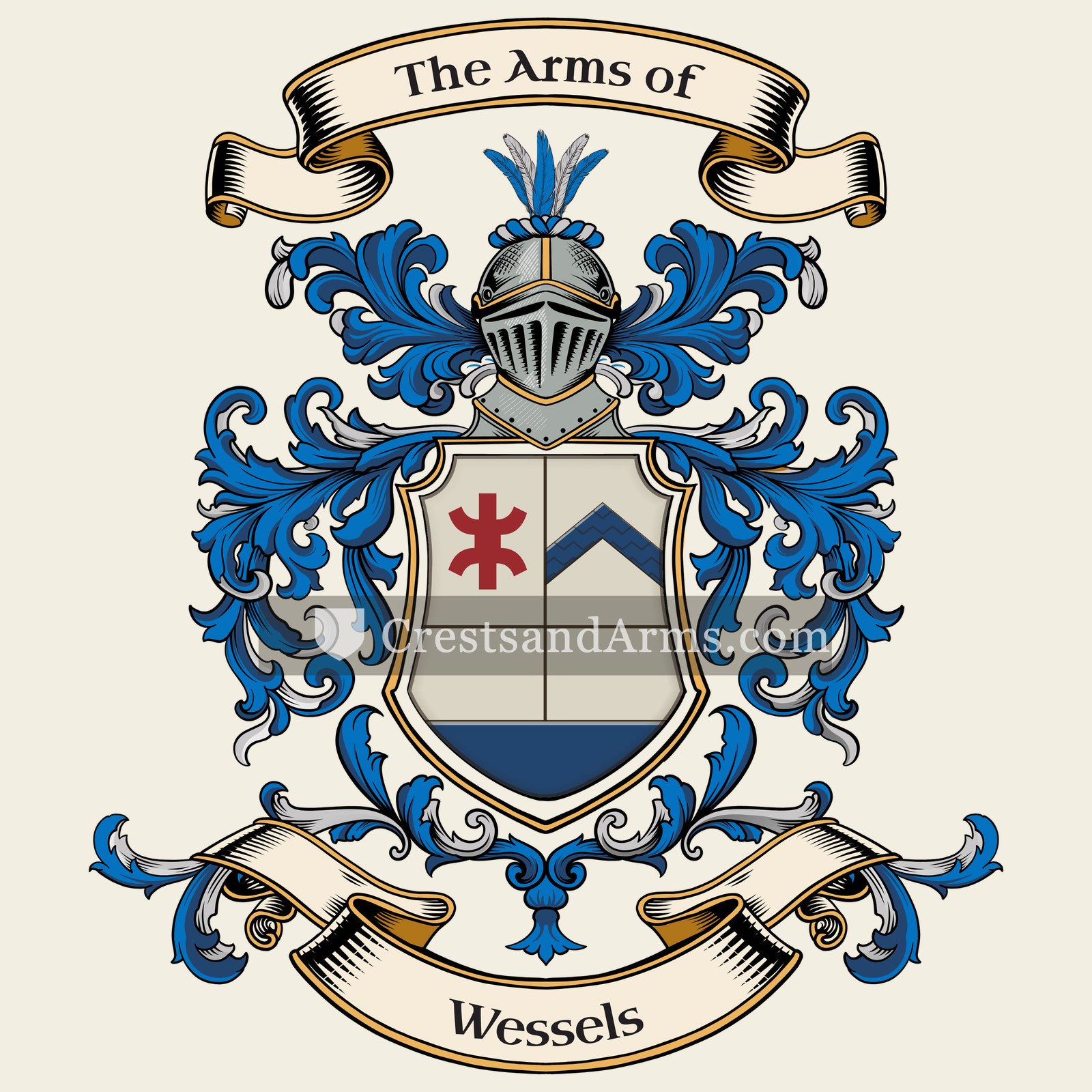 The Wessels coat of arms, drawn from the recorded blazon
