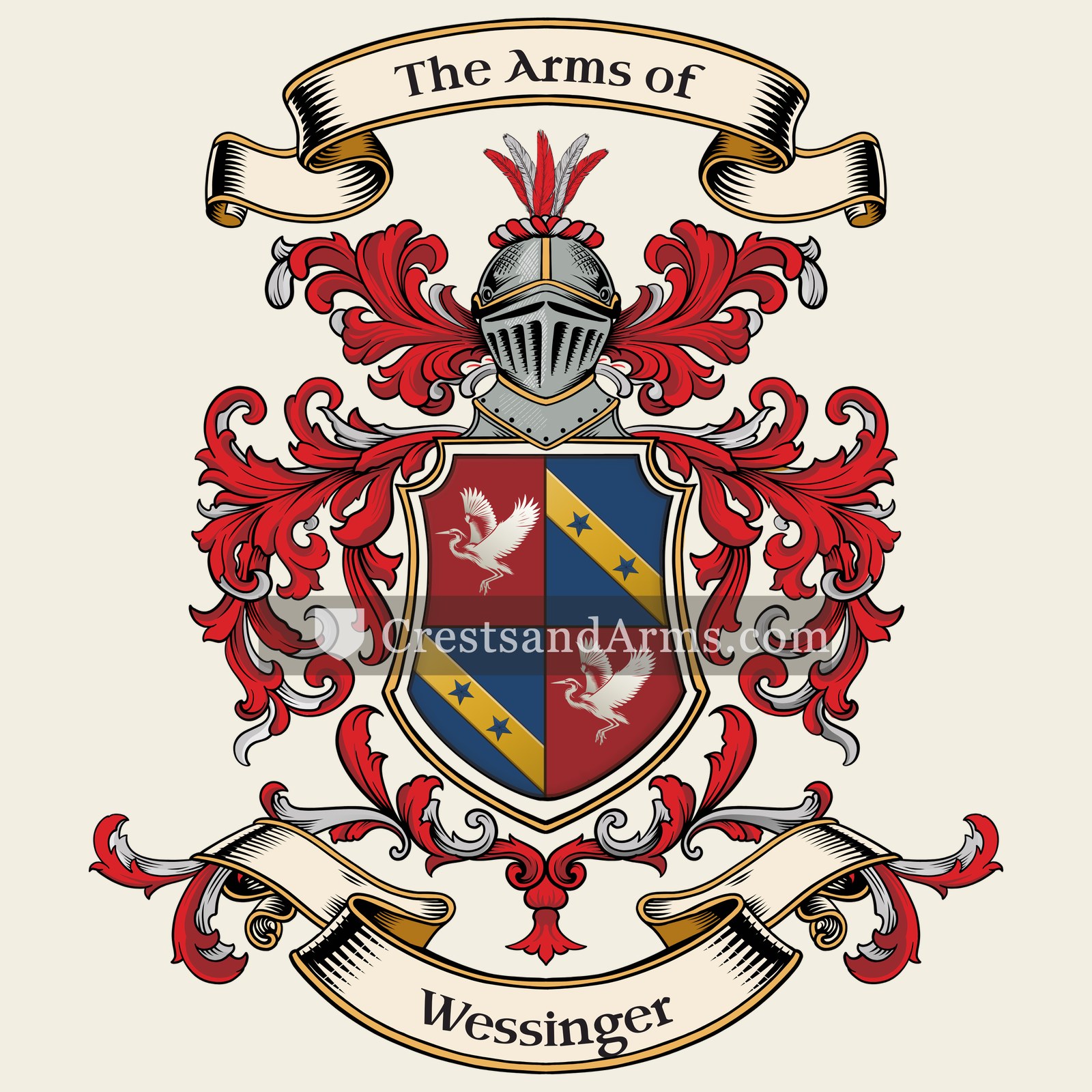 The Wessinger coat of arms, drawn from the recorded blazon