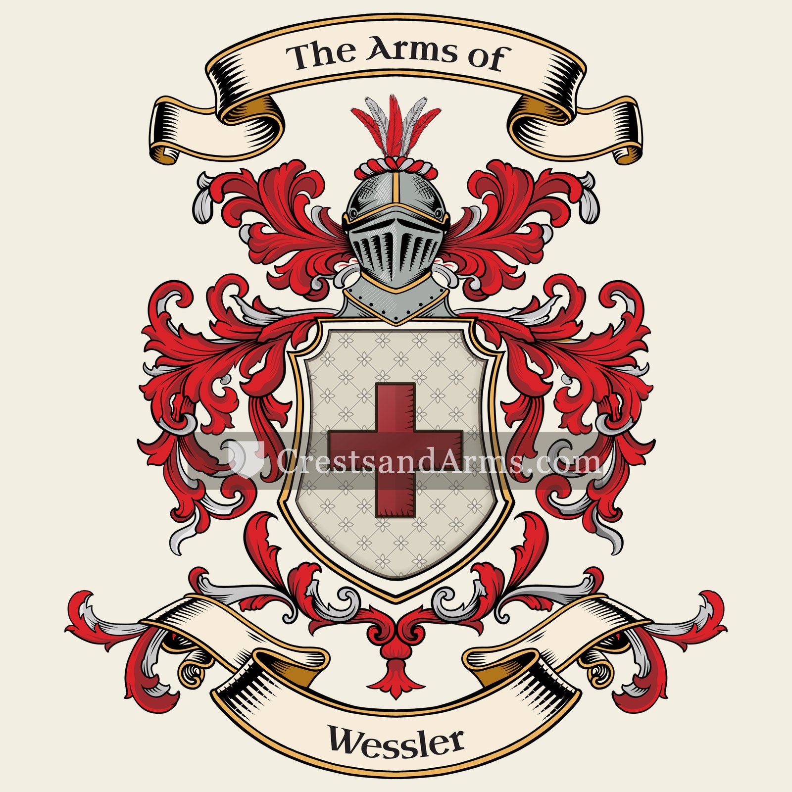 The Wessler coat of arms, drawn from the recorded blazon
