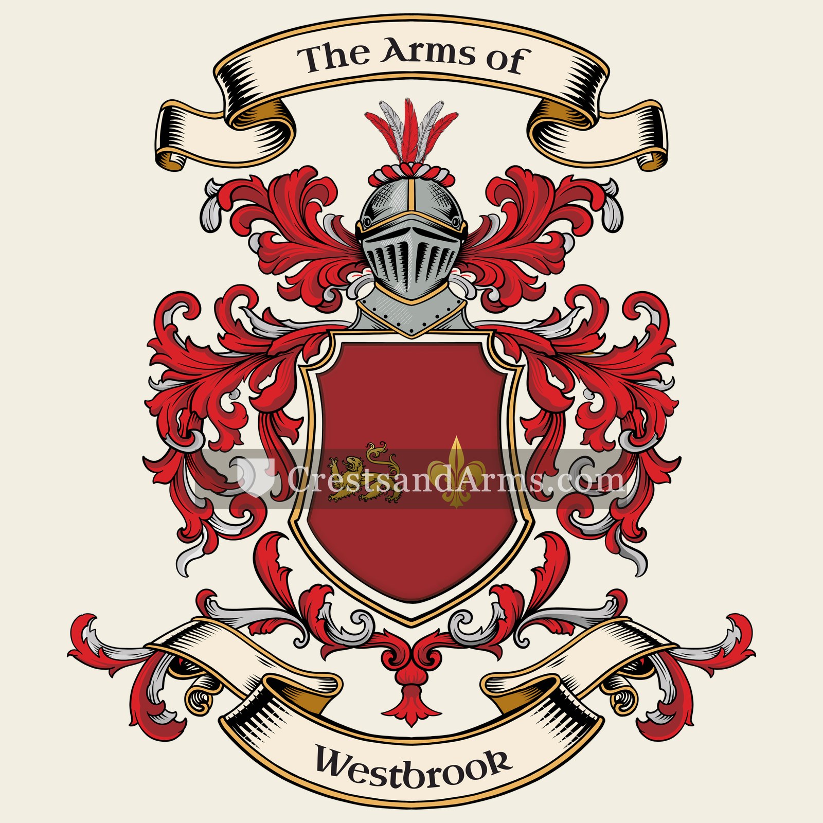 The Westbrook coat of arms, drawn from the recorded blazon