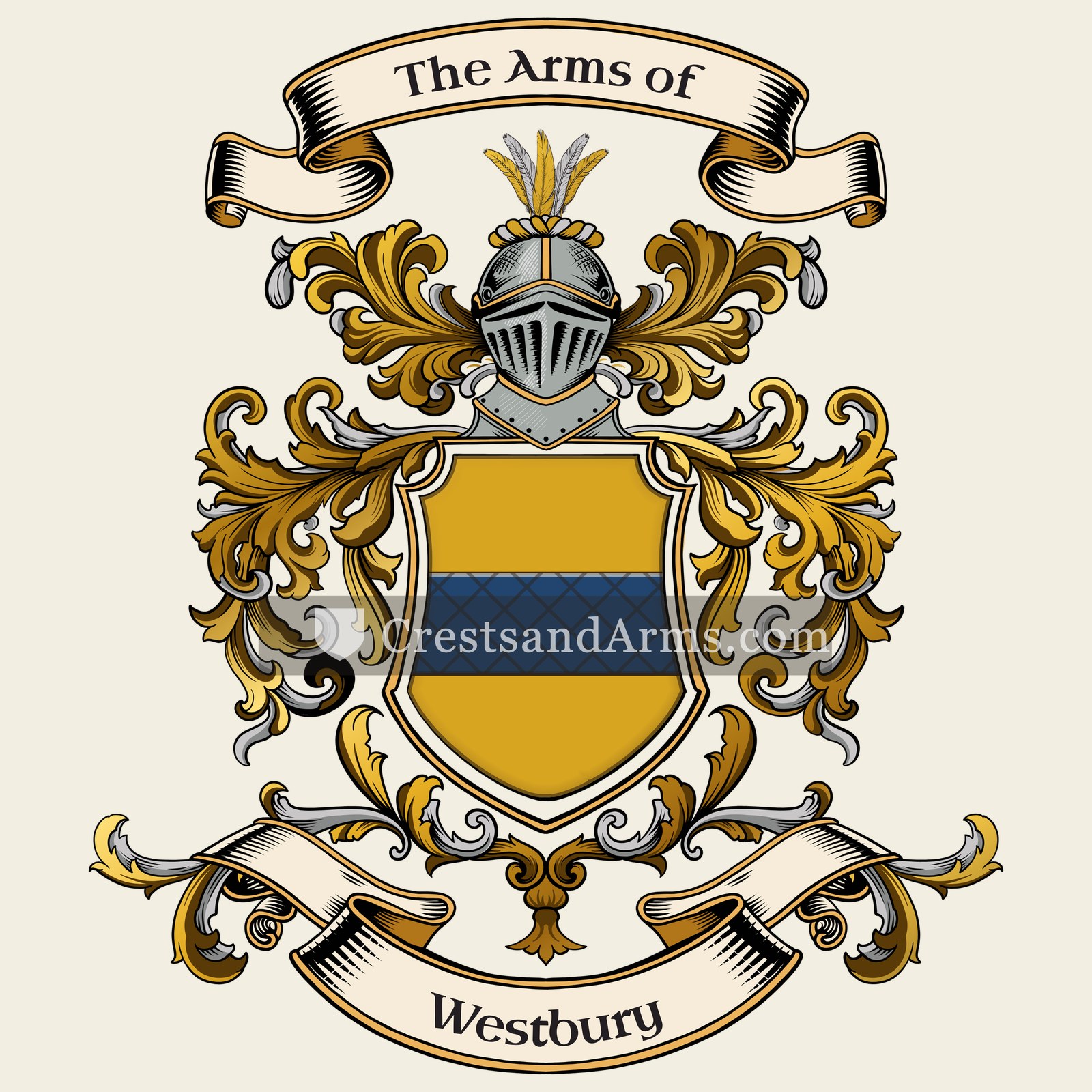 The Westbury coat of arms, drawn from the recorded blazon