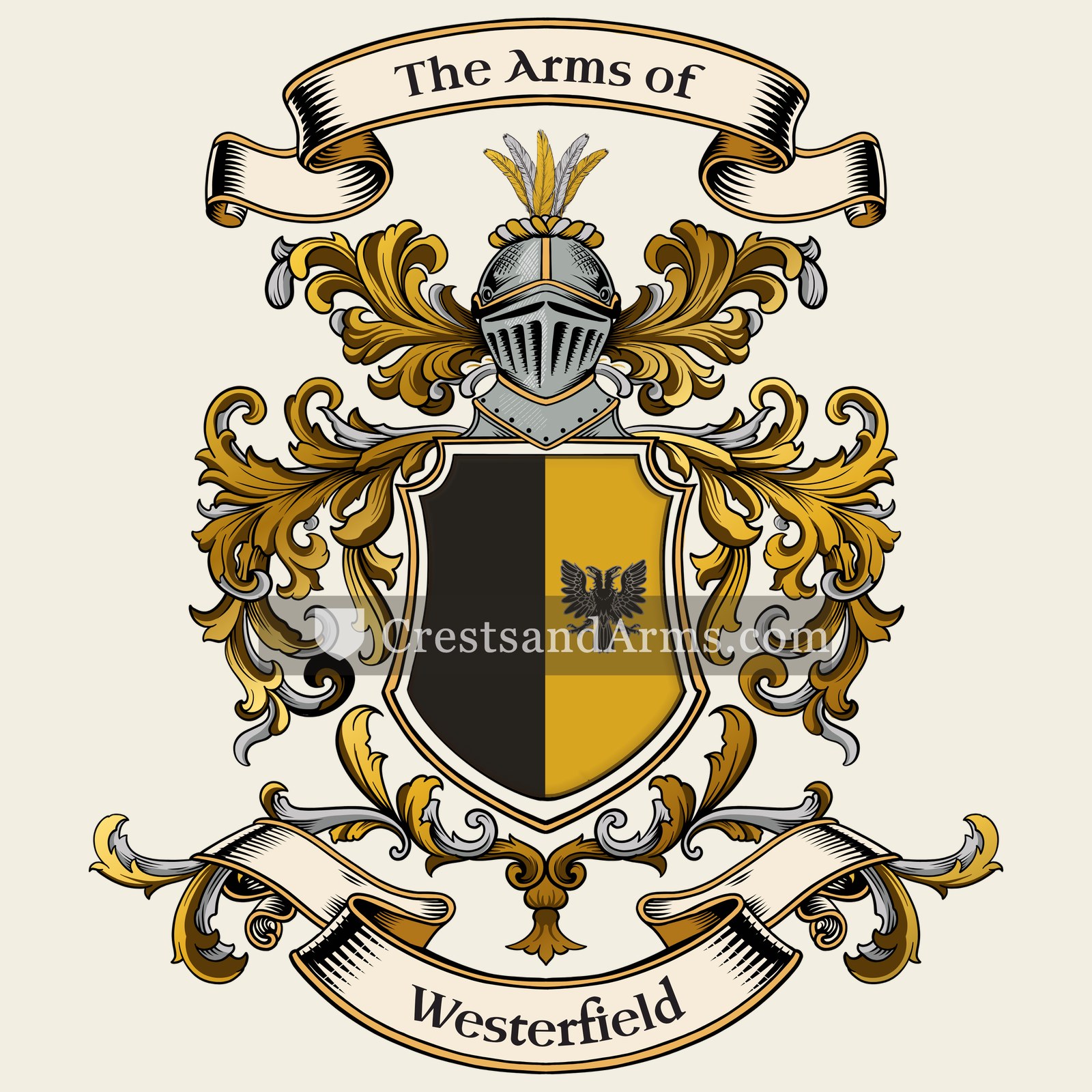 The Westerfield coat of arms, drawn from the recorded blazon