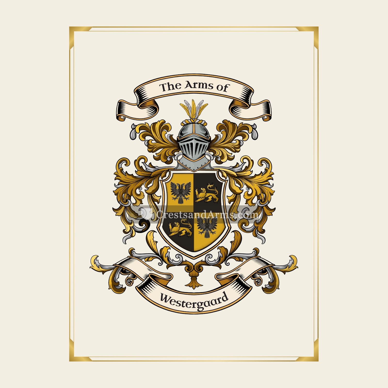 With gold border