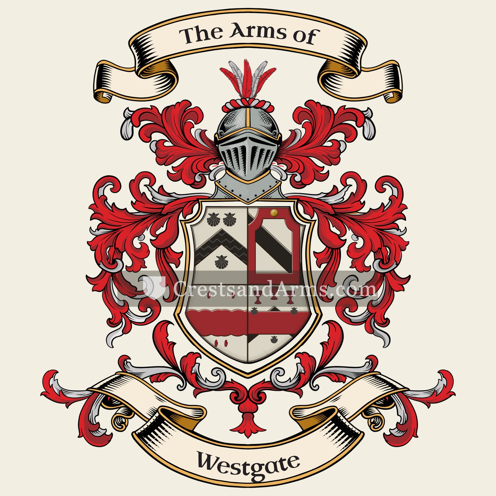 The Westgate coat of arms, drawn from the recorded blazon