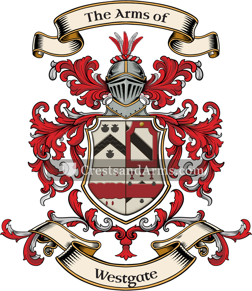 The Westgate coat of arms, drawn from the recorded blazon