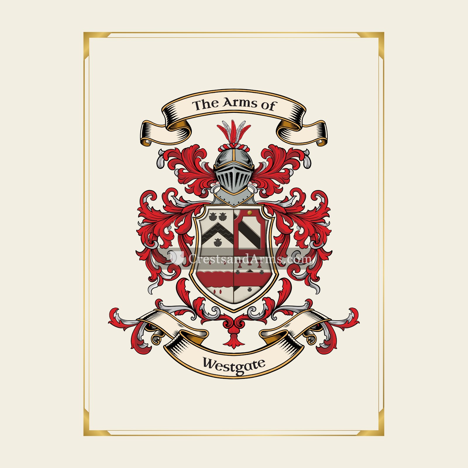 With gold border