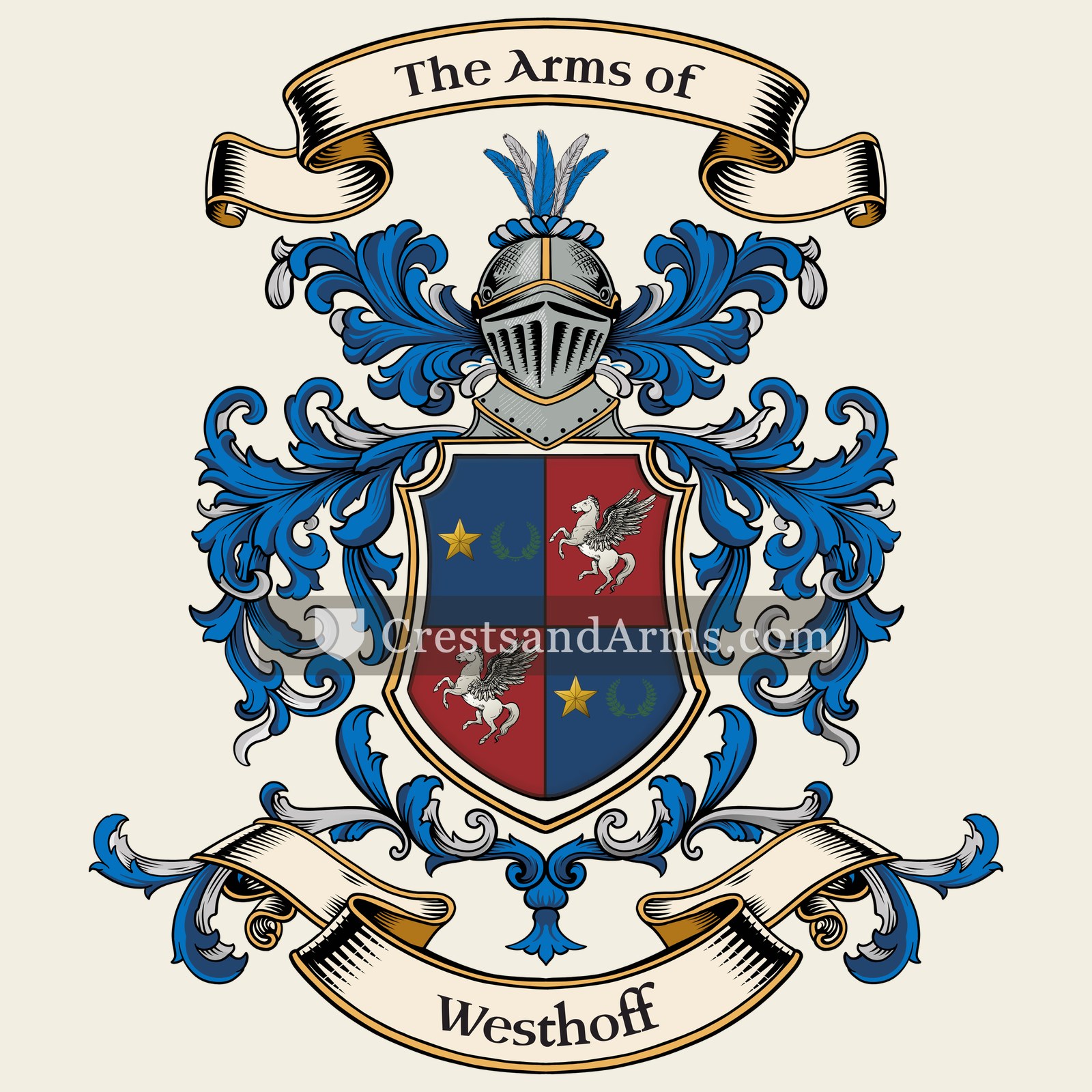 The Westhoff coat of arms, drawn from the recorded blazon