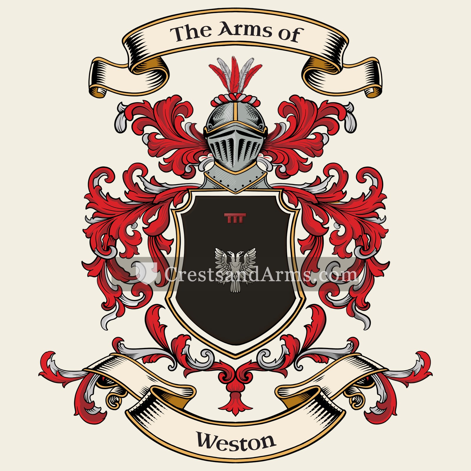 The Weston coat of arms, drawn from the recorded blazon
