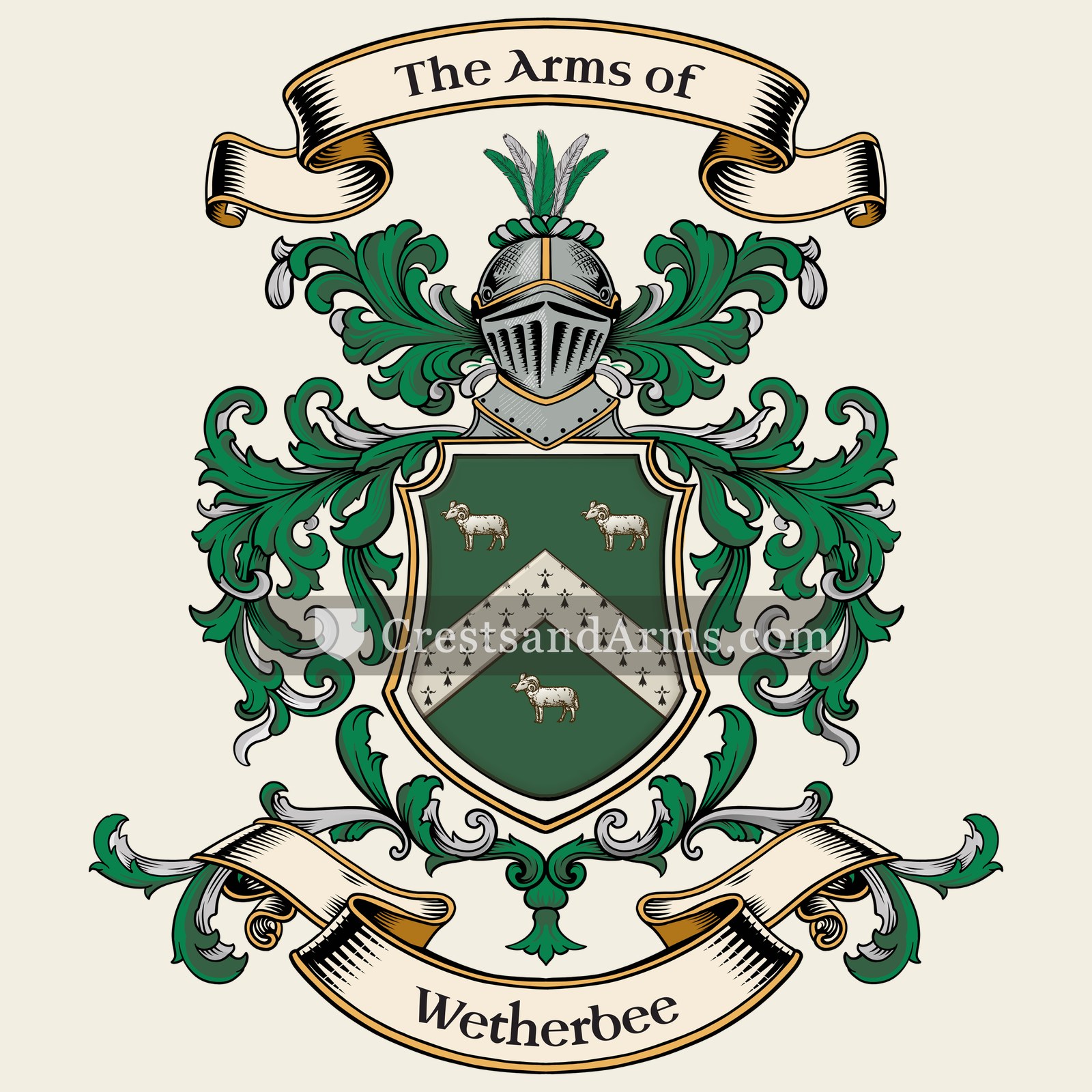 The Wetherbee coat of arms, drawn from the recorded blazon