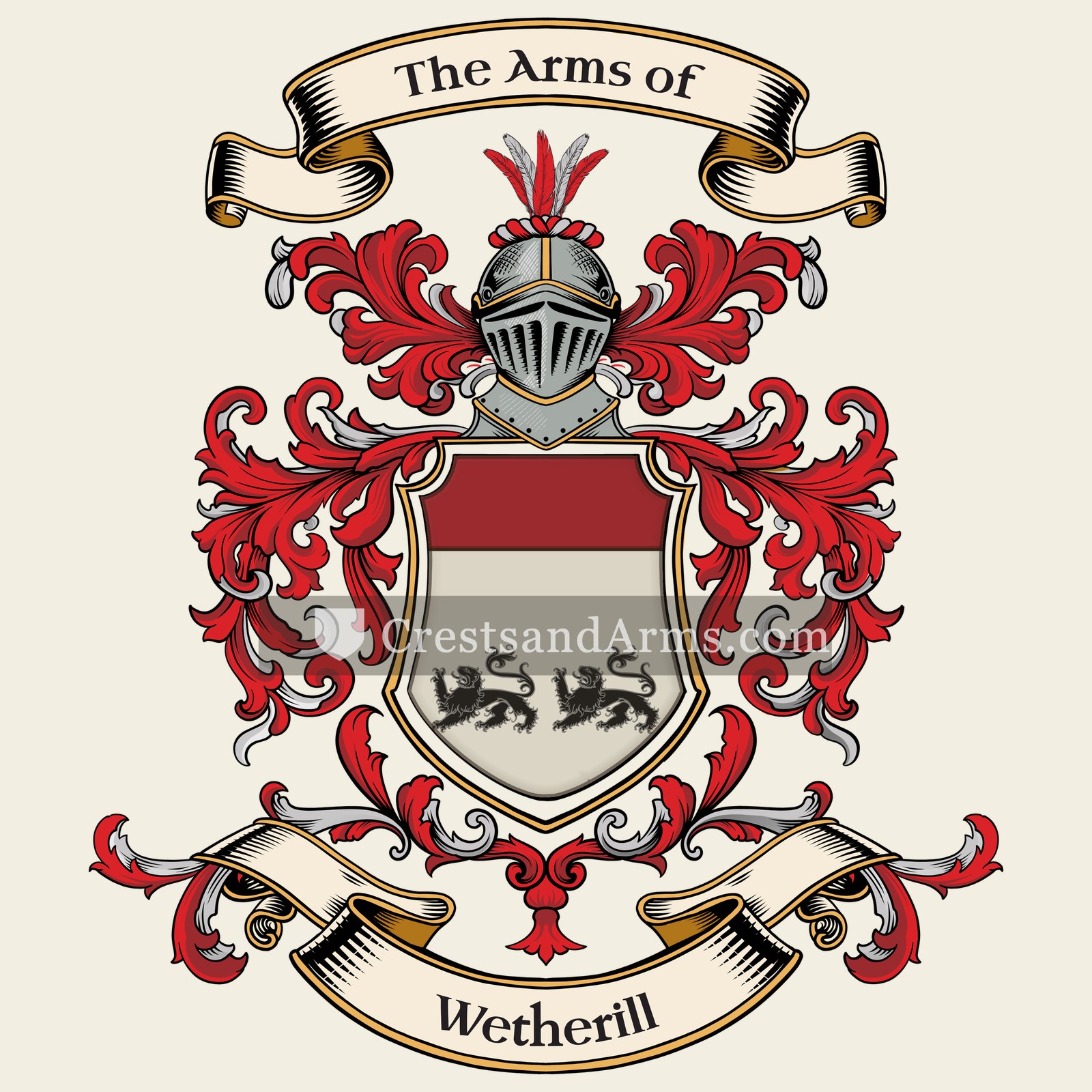 The Wetherill coat of arms, drawn from the recorded blazon