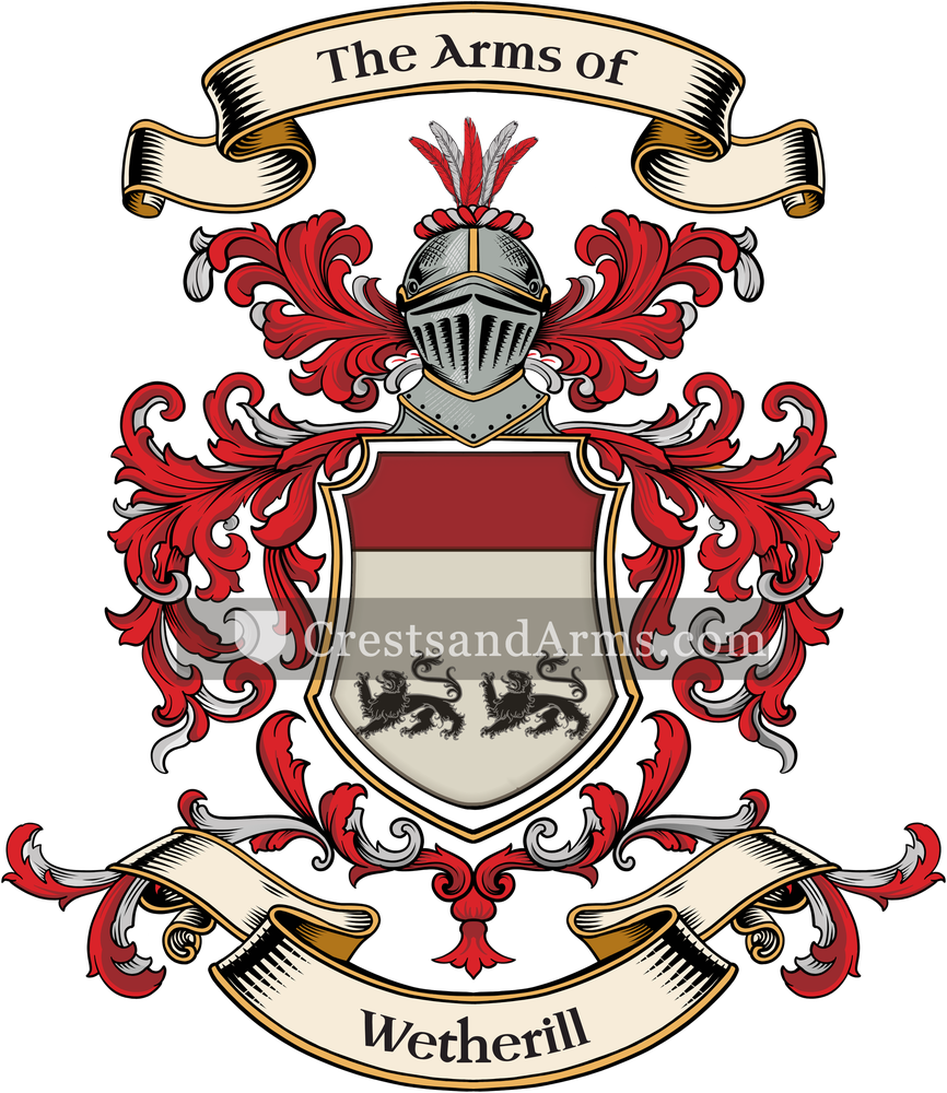 The Wetherill coat of arms, drawn from the recorded blazon