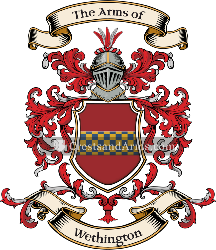 The Wethington coat of arms, drawn from the recorded blazon