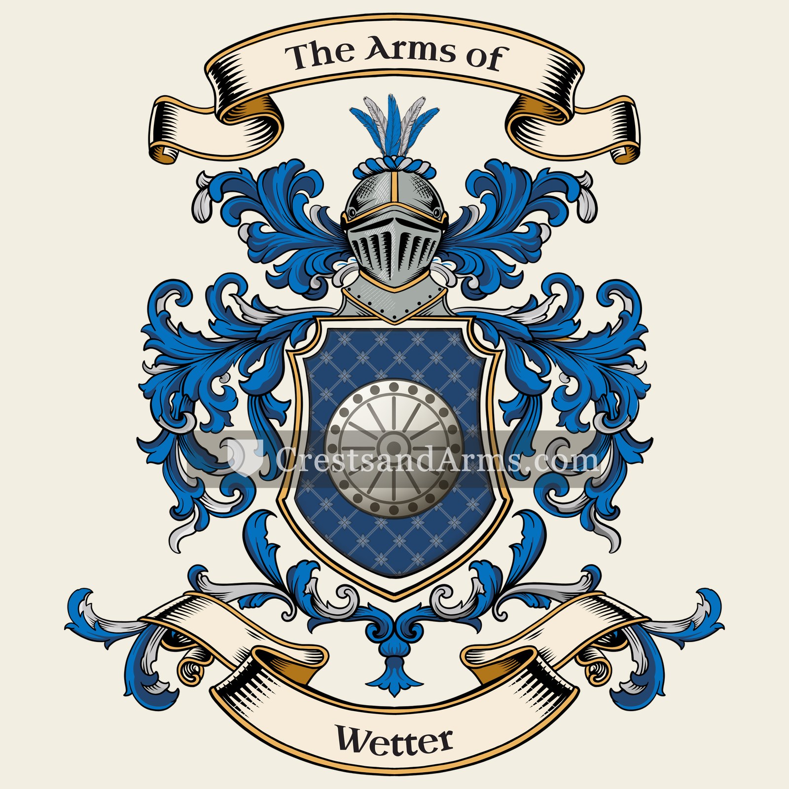 The Wetter coat of arms, drawn from the recorded blazon