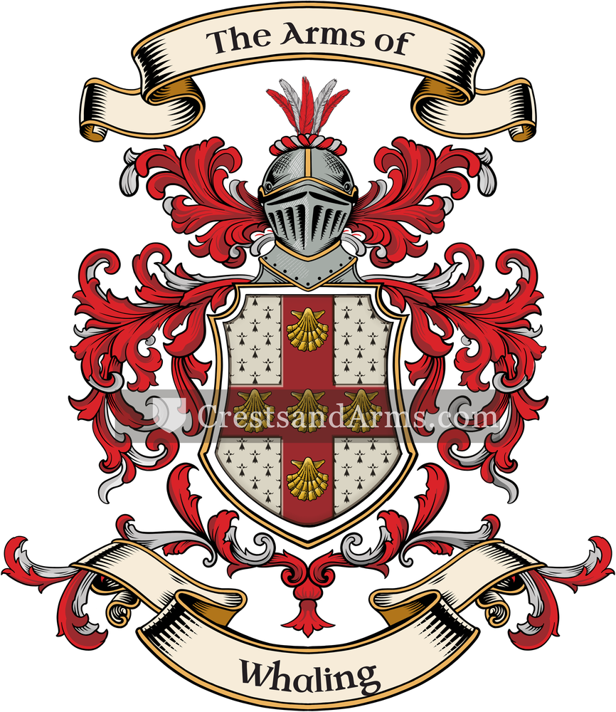 The Whaling coat of arms, drawn from the recorded blazon