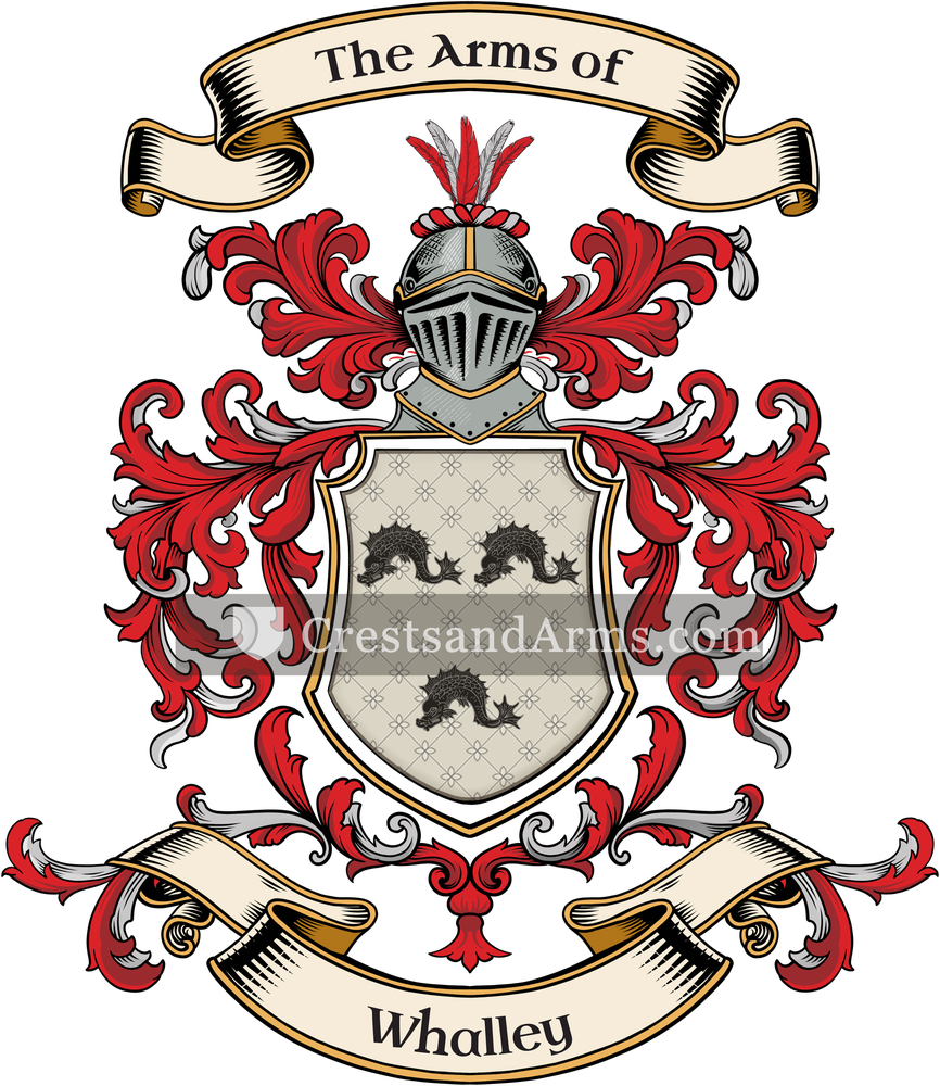 The Whalley coat of arms, drawn from the recorded blazon