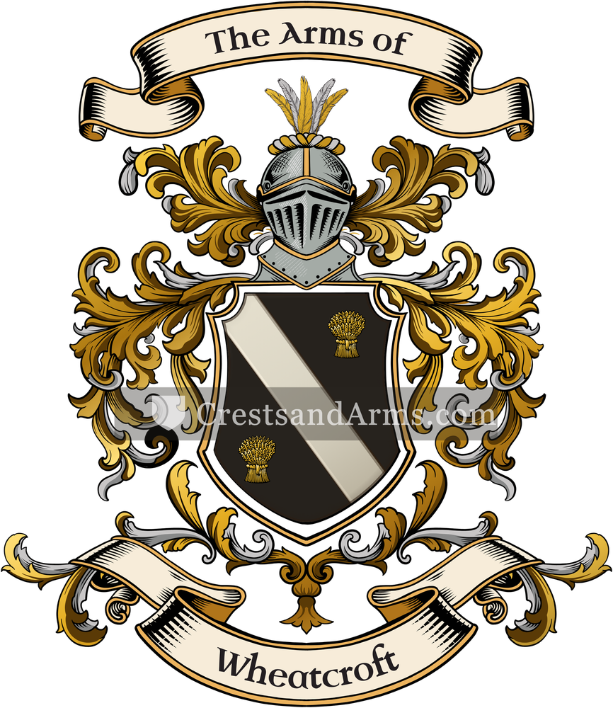 The Wheatcroft coat of arms, drawn from the recorded blazon