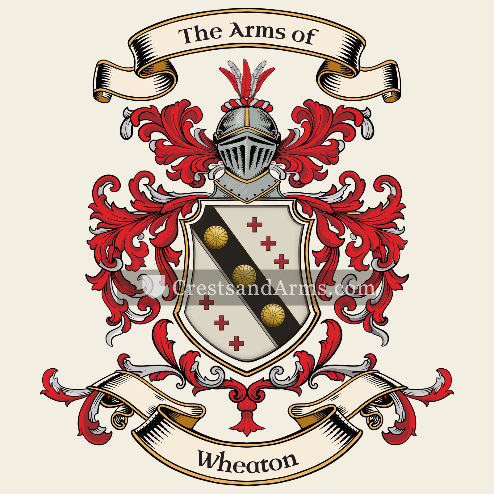The Wheaton coat of arms, drawn from the recorded blazon