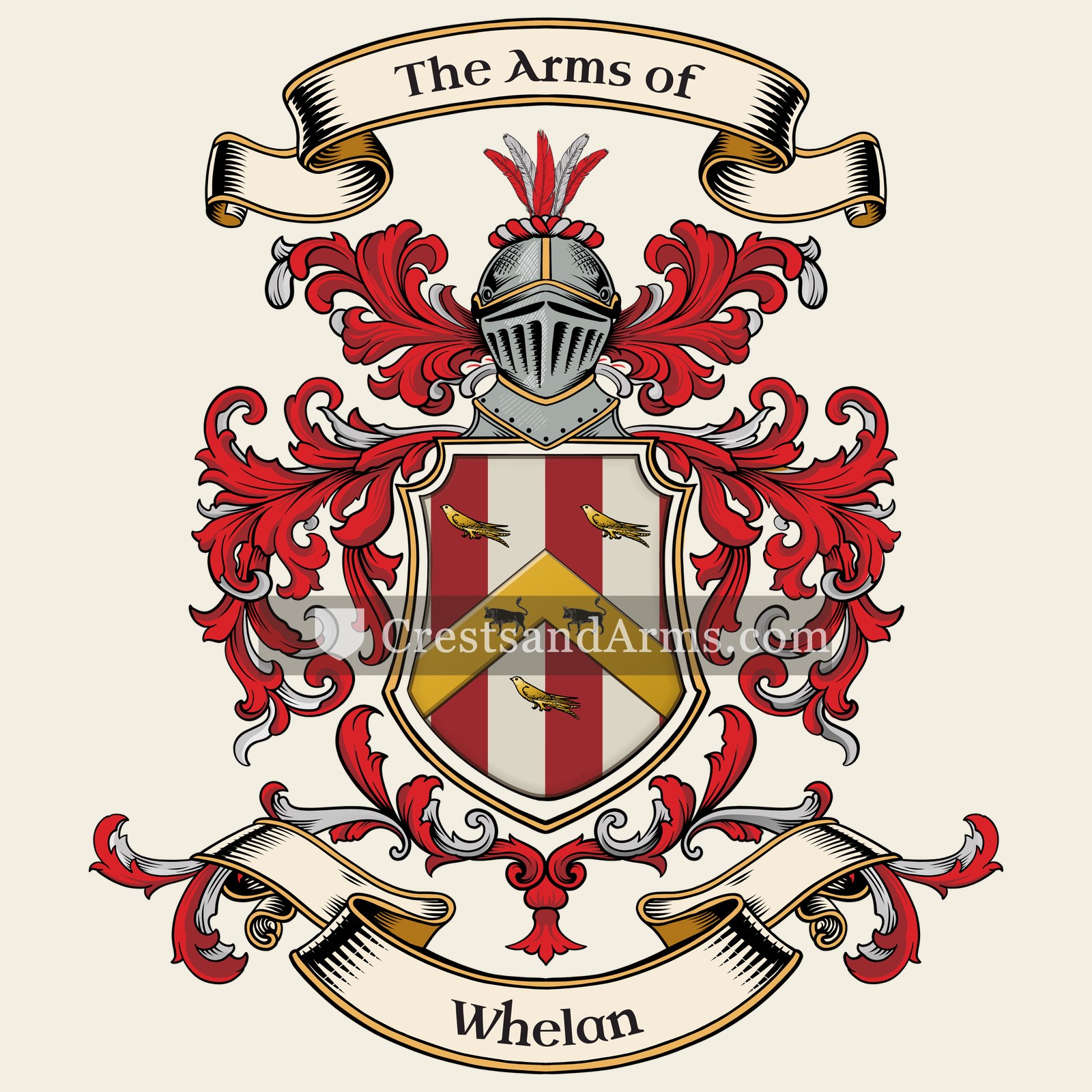 The Whelan coat of arms, drawn from the recorded blazon