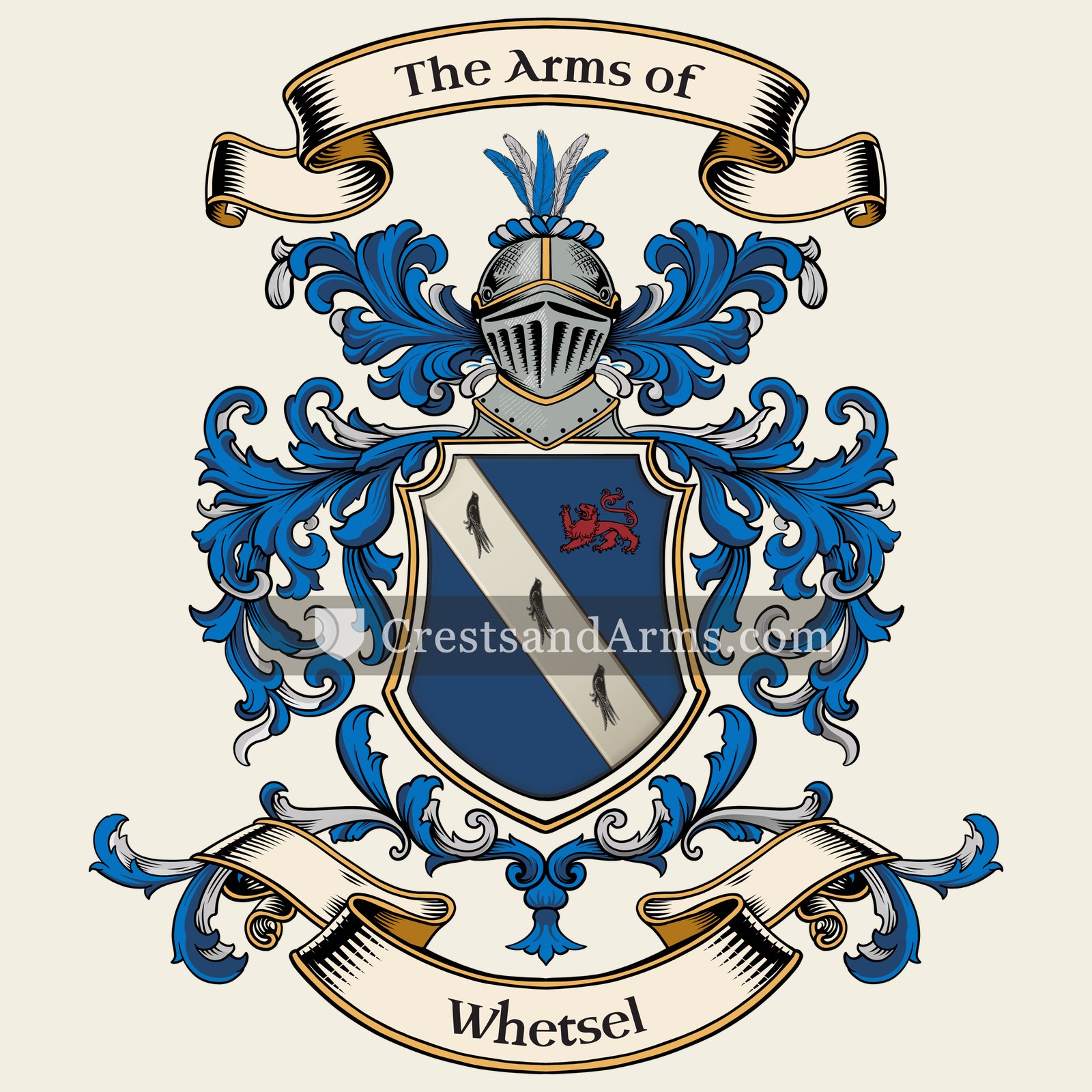 The Whetsel coat of arms, drawn from the recorded blazon