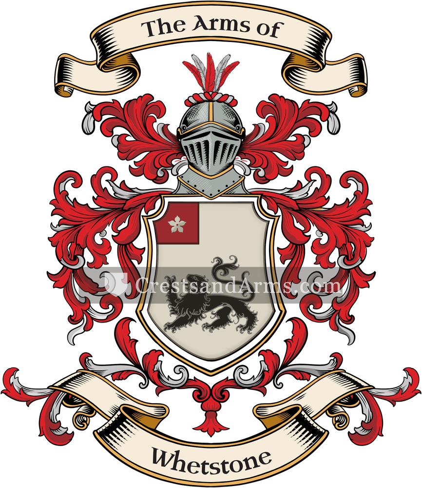 The Whetstone coat of arms, drawn from the recorded blazon