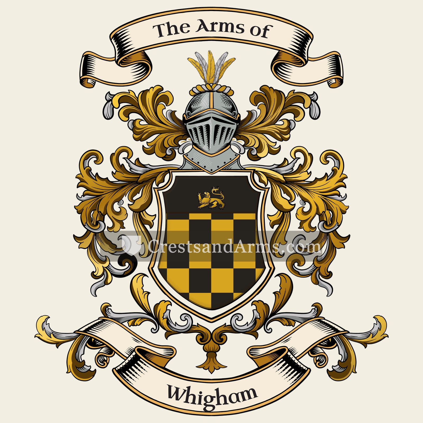The Whigham coat of arms, drawn from the recorded blazon