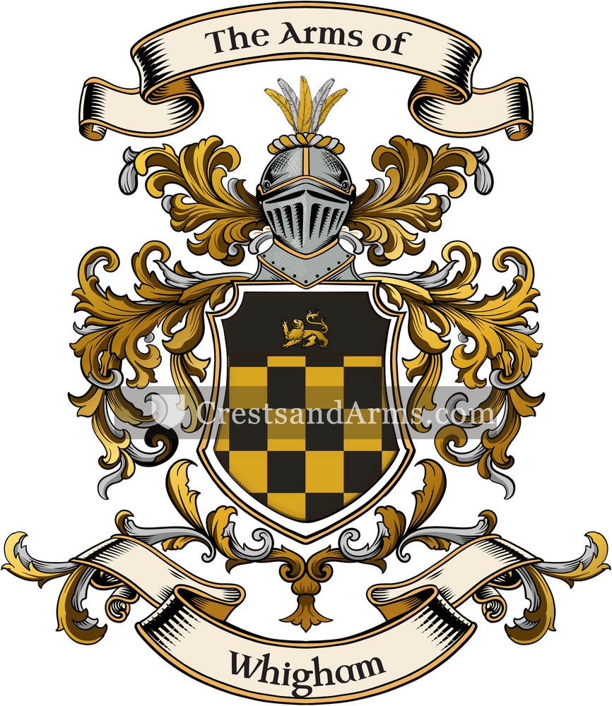 The Whigham coat of arms, drawn from the recorded blazon