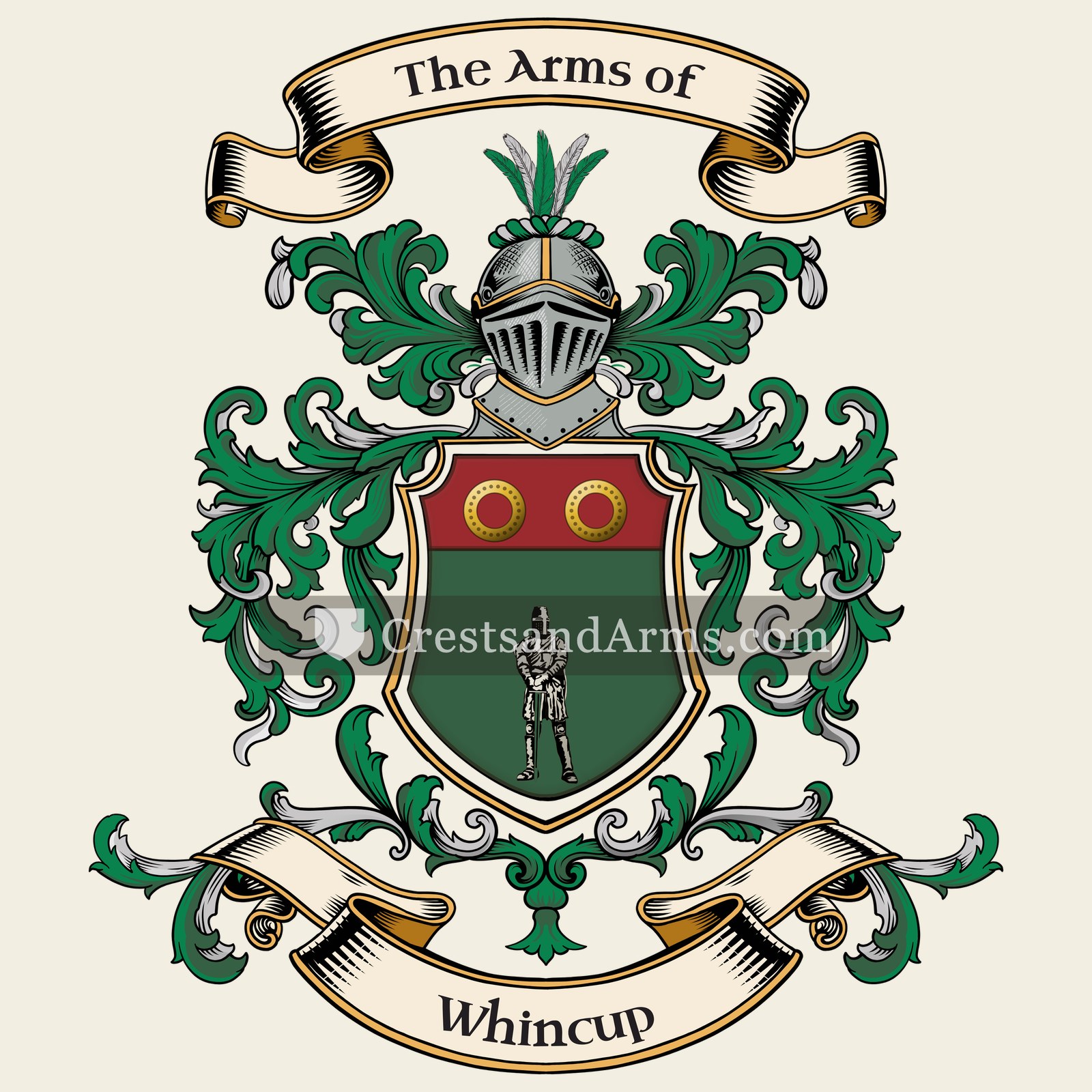 The Whincup coat of arms, drawn from the recorded blazon