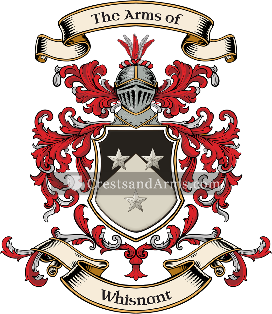 The Whisnant coat of arms, drawn from the recorded blazon