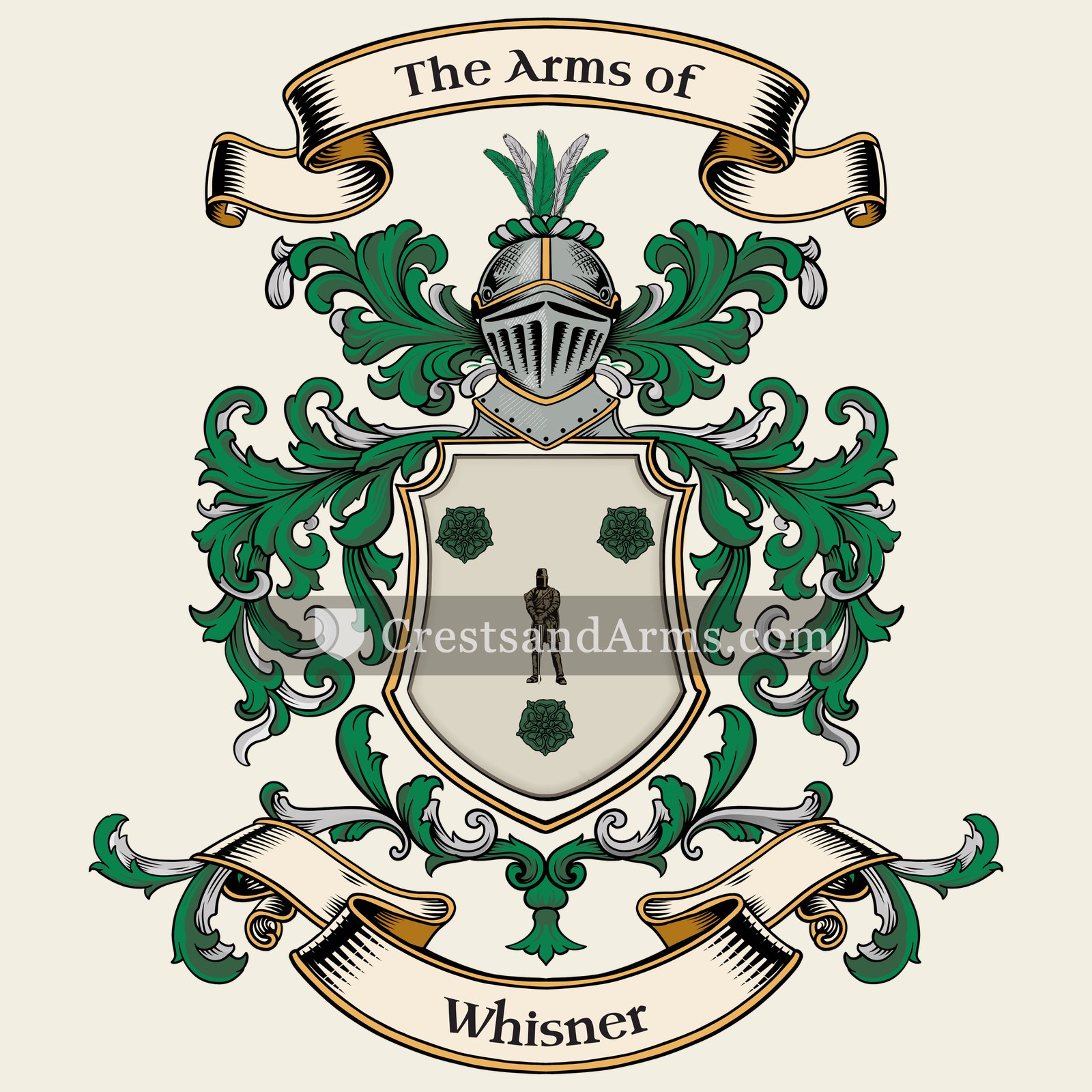 The Whisner coat of arms, drawn from the recorded blazon