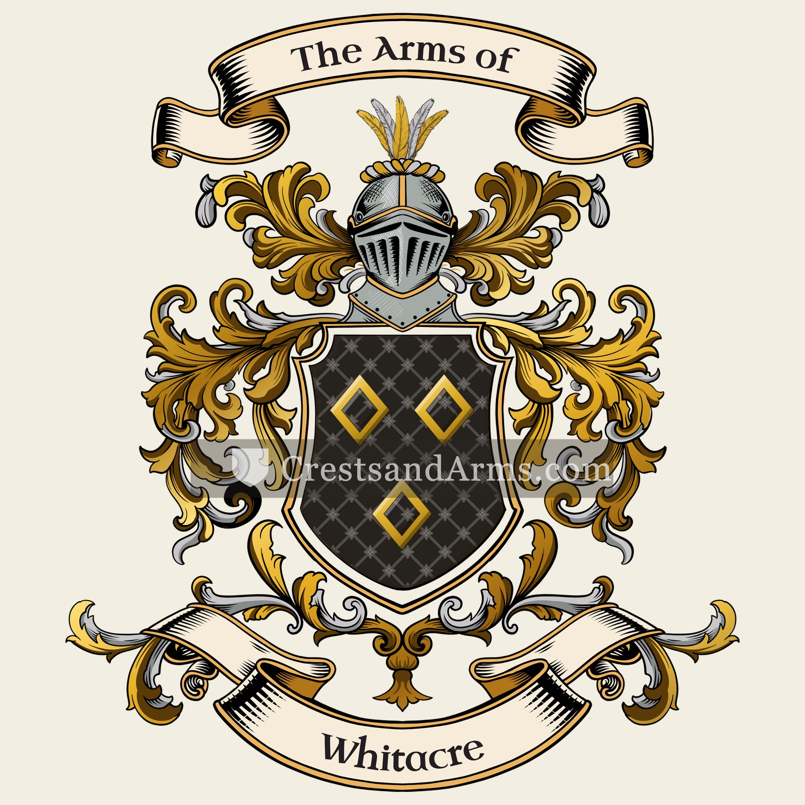The Whitacre coat of arms, drawn from the recorded blazon
