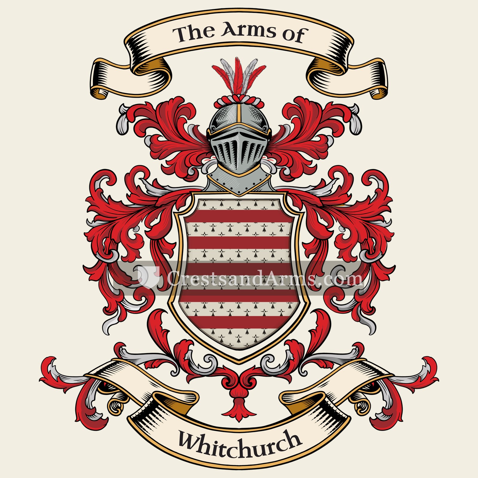 The Whitchurch coat of arms, drawn from the recorded blazon