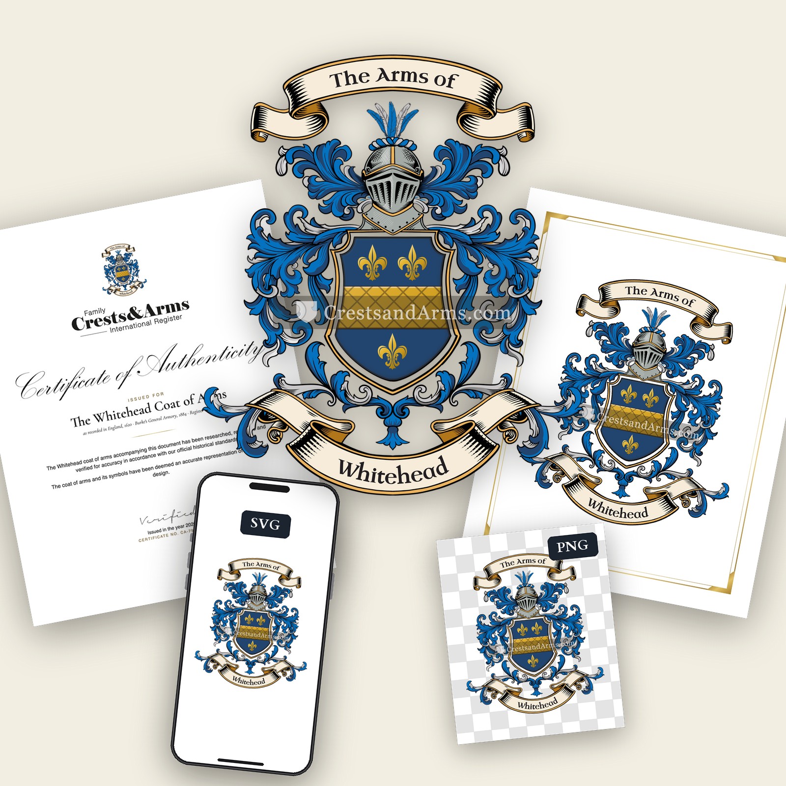 The Whitehead arms on the coat of arms — digital pack