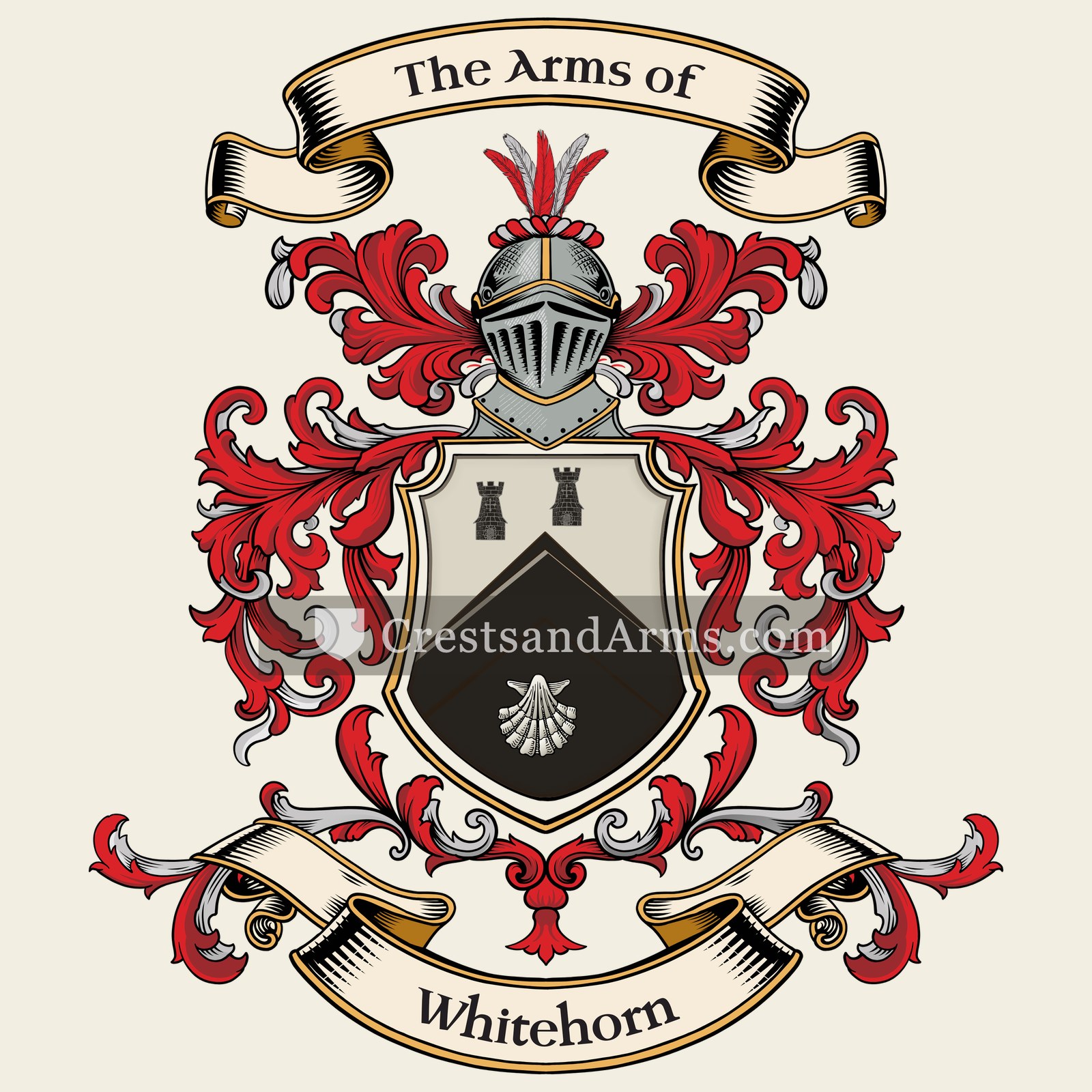 The Whitehorn coat of arms, drawn from the recorded blazon