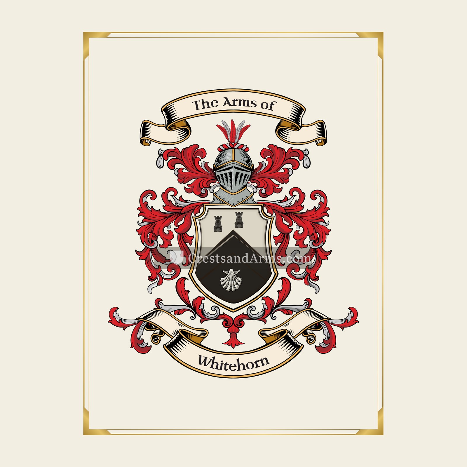 With gold border