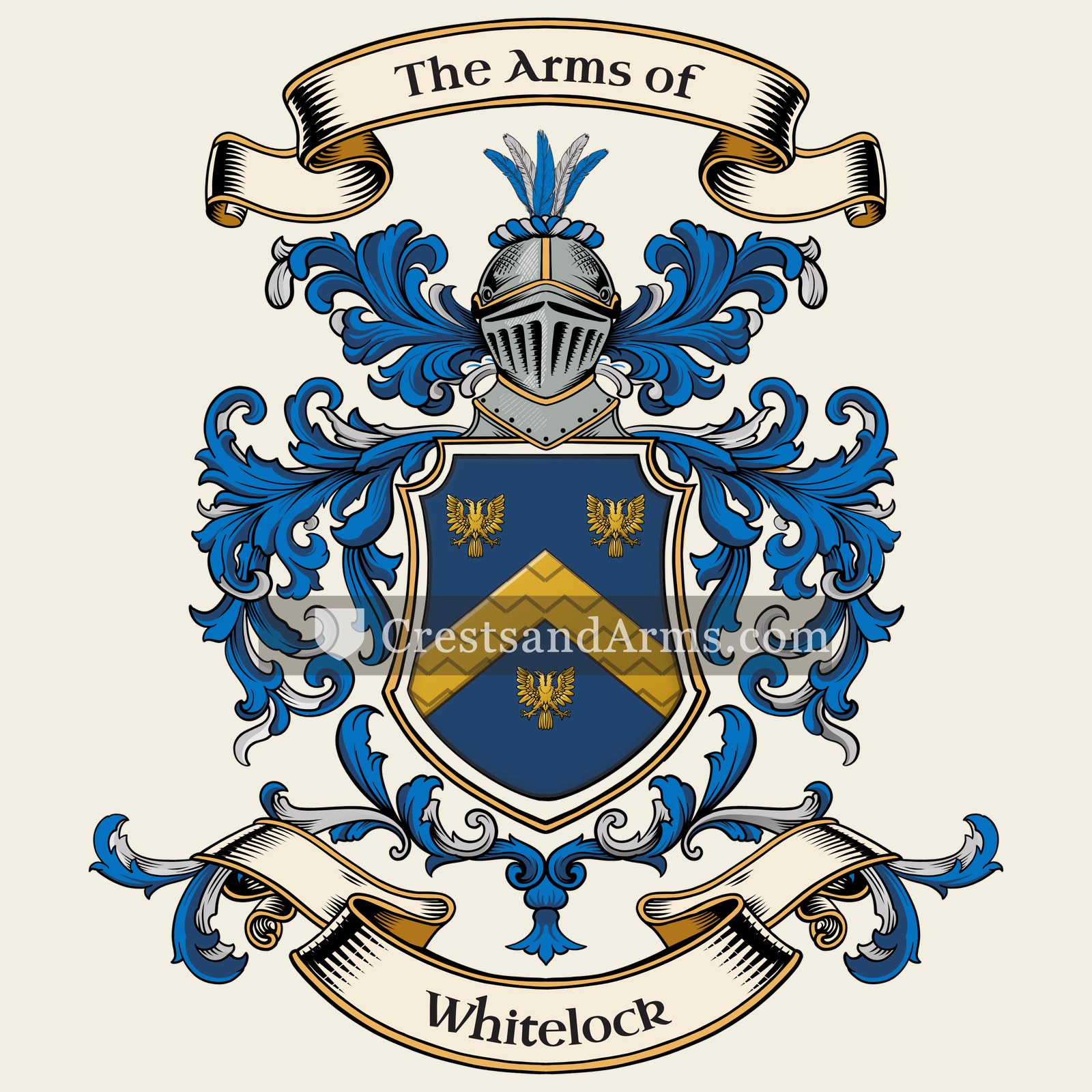 The Whitelock coat of arms, drawn from the recorded blazon