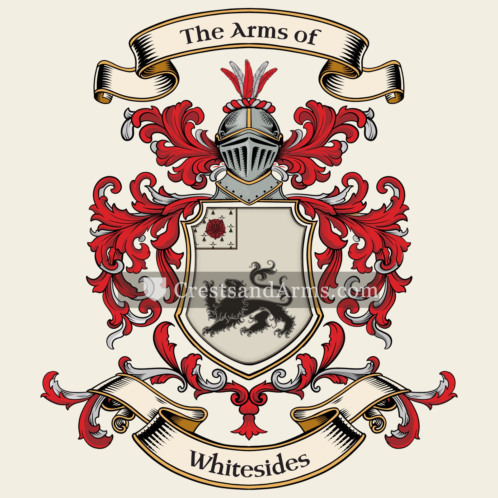 The Whitesides coat of arms, drawn from the recorded blazon