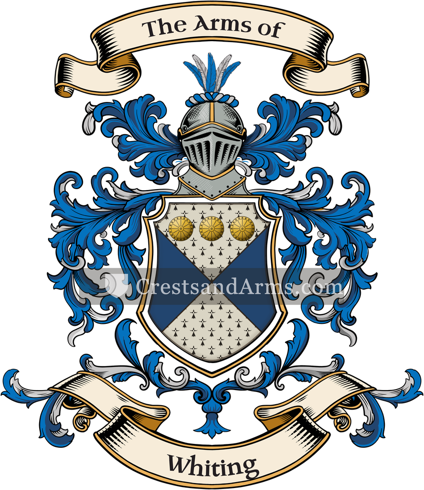 The Whiting coat of arms, drawn from the recorded blazon