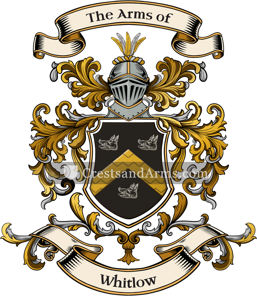 The Whitlow coat of arms, drawn from the recorded blazon