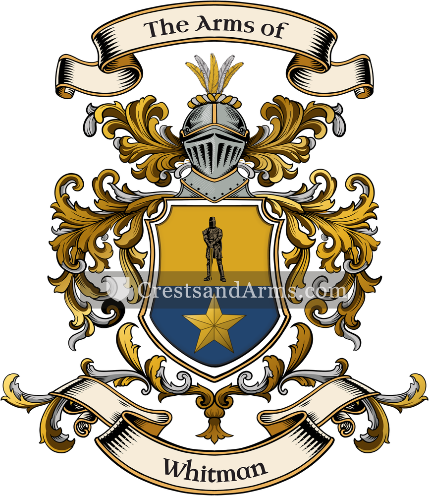 The Whitman coat of arms, drawn from the recorded blazon