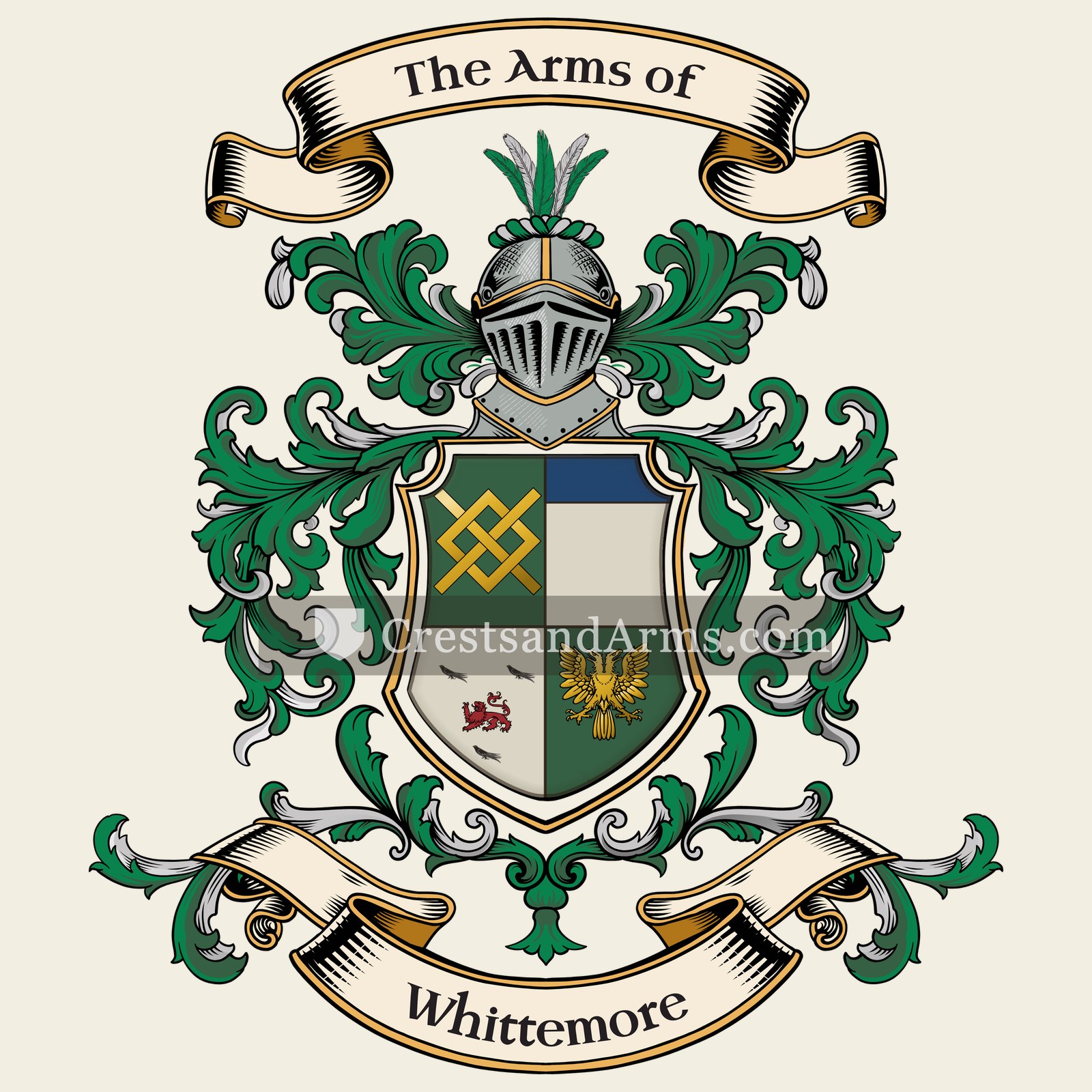 The Whittemore coat of arms, drawn from the recorded blazon