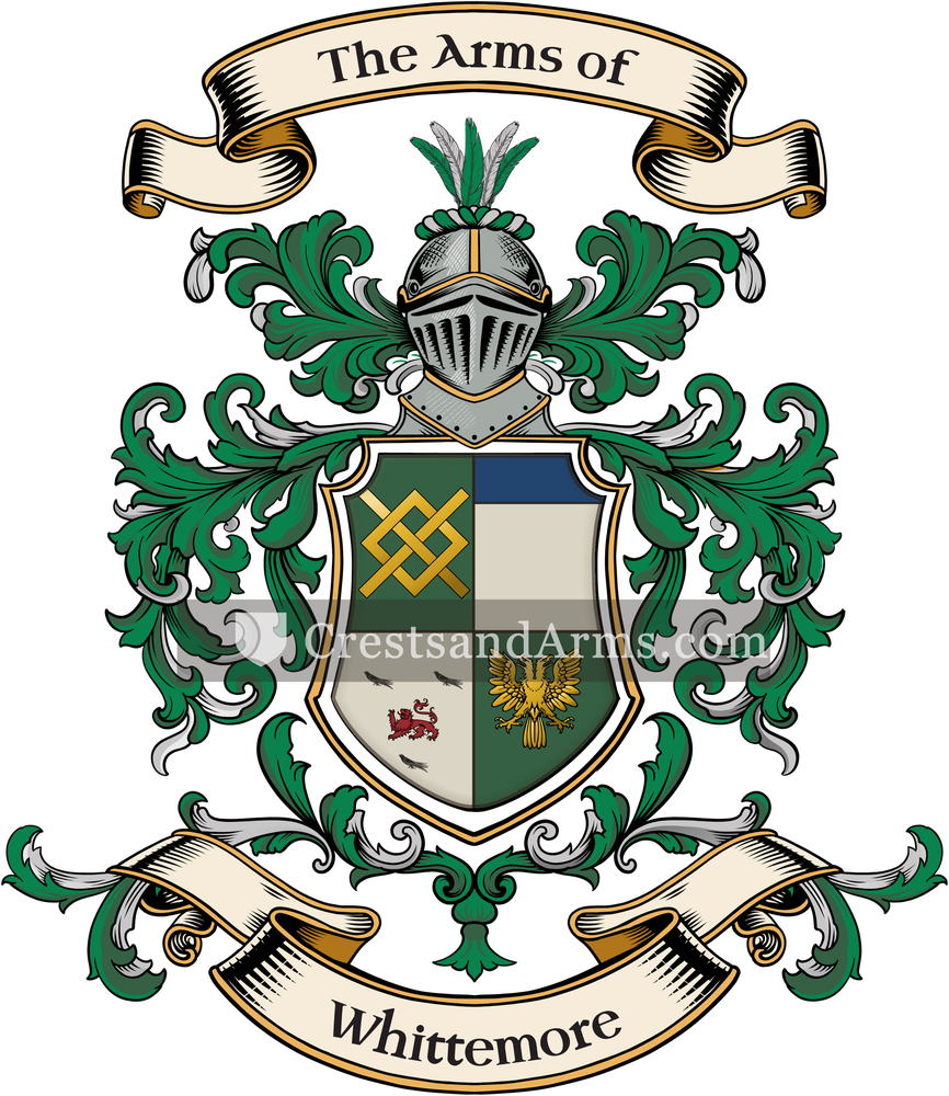 The Whittemore coat of arms, drawn from the recorded blazon
