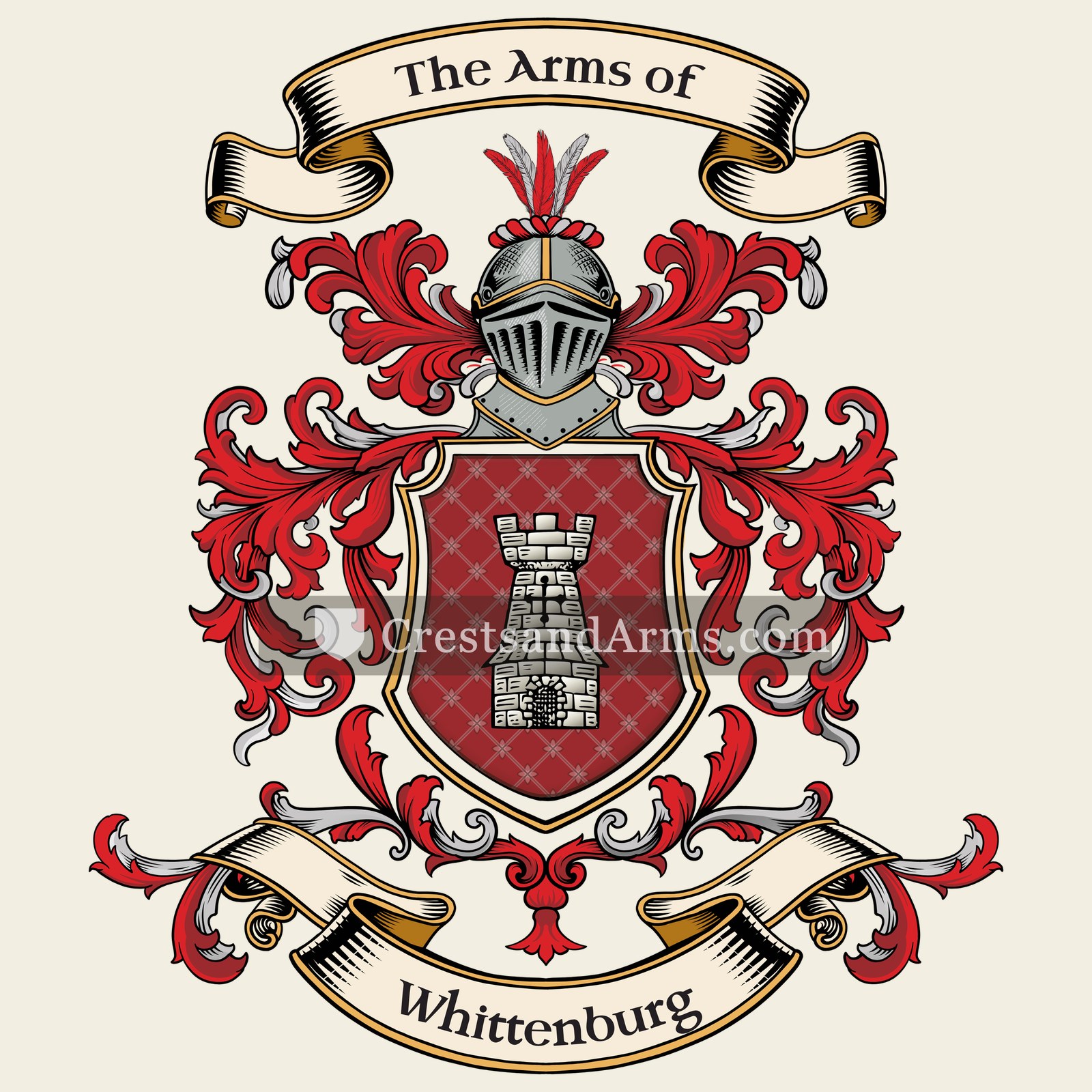 The Whittenburg coat of arms, drawn from the recorded blazon