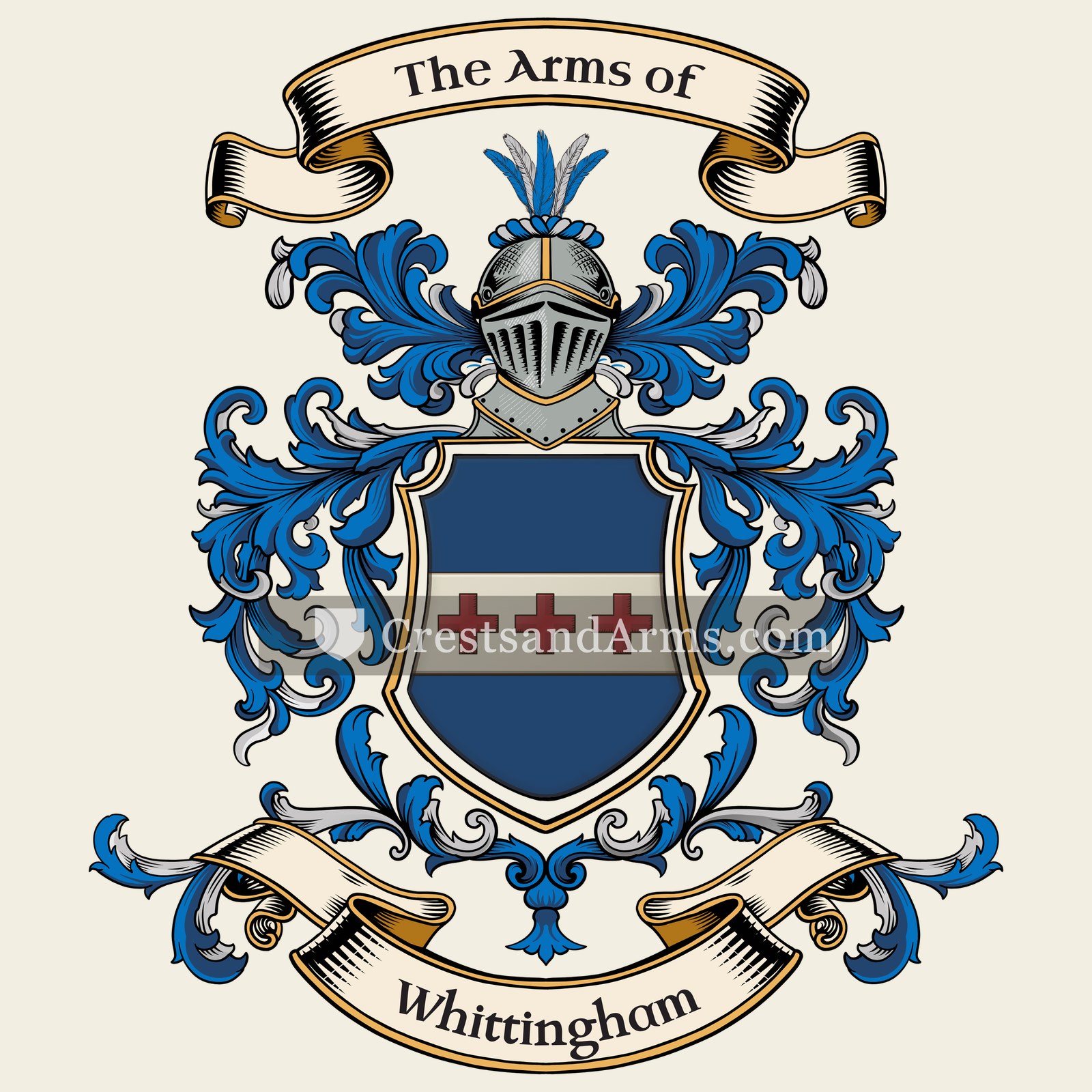 The Whittingham coat of arms, drawn from the recorded blazon