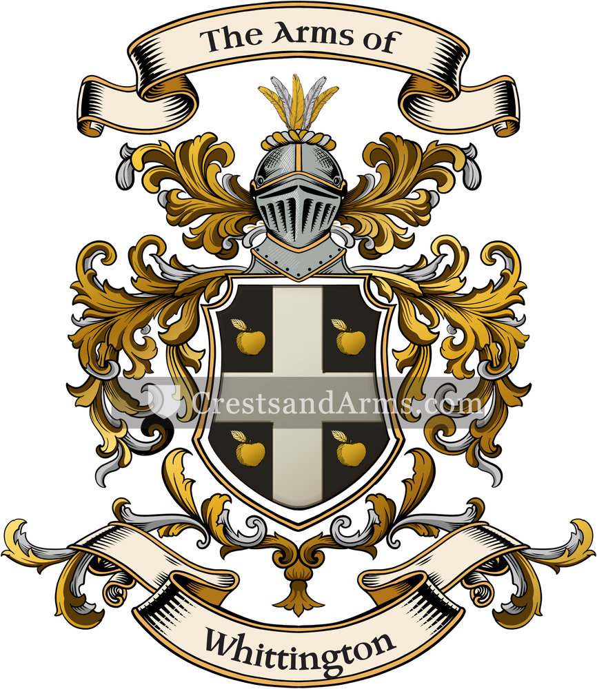 The Whittington coat of arms, drawn from the recorded blazon