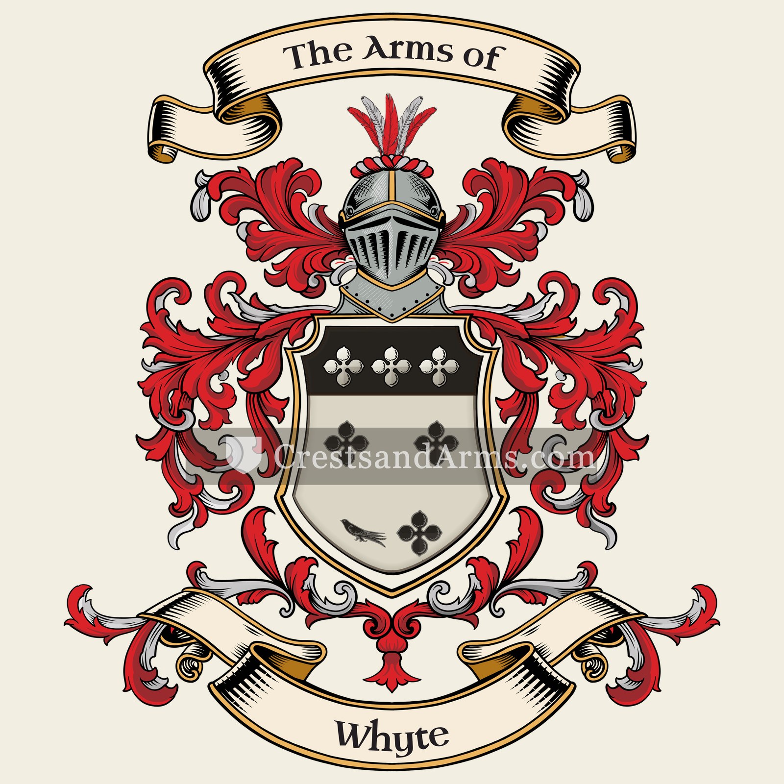The Whyte coat of arms, drawn from the recorded blazon