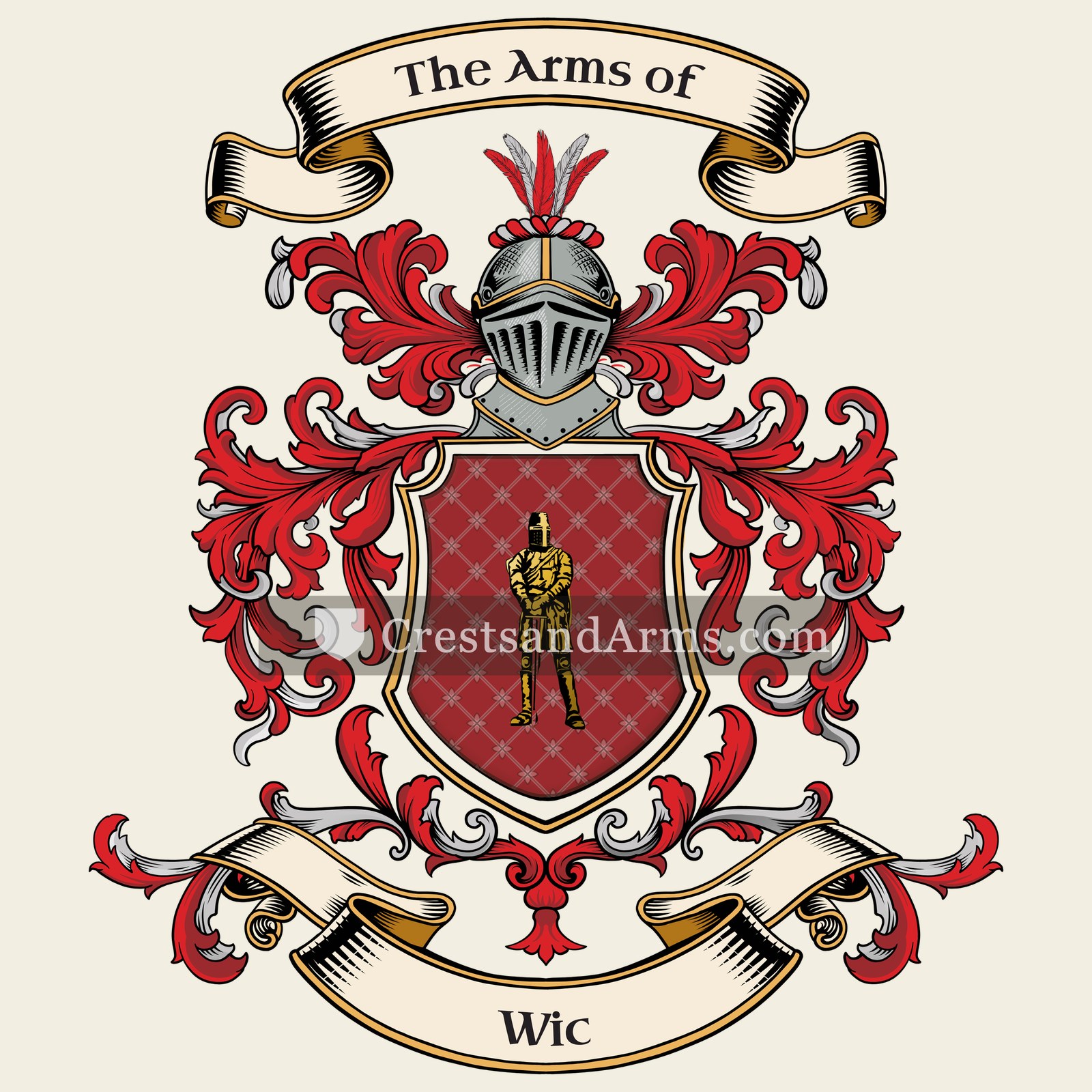 The Wic coat of arms, drawn from the recorded blazon