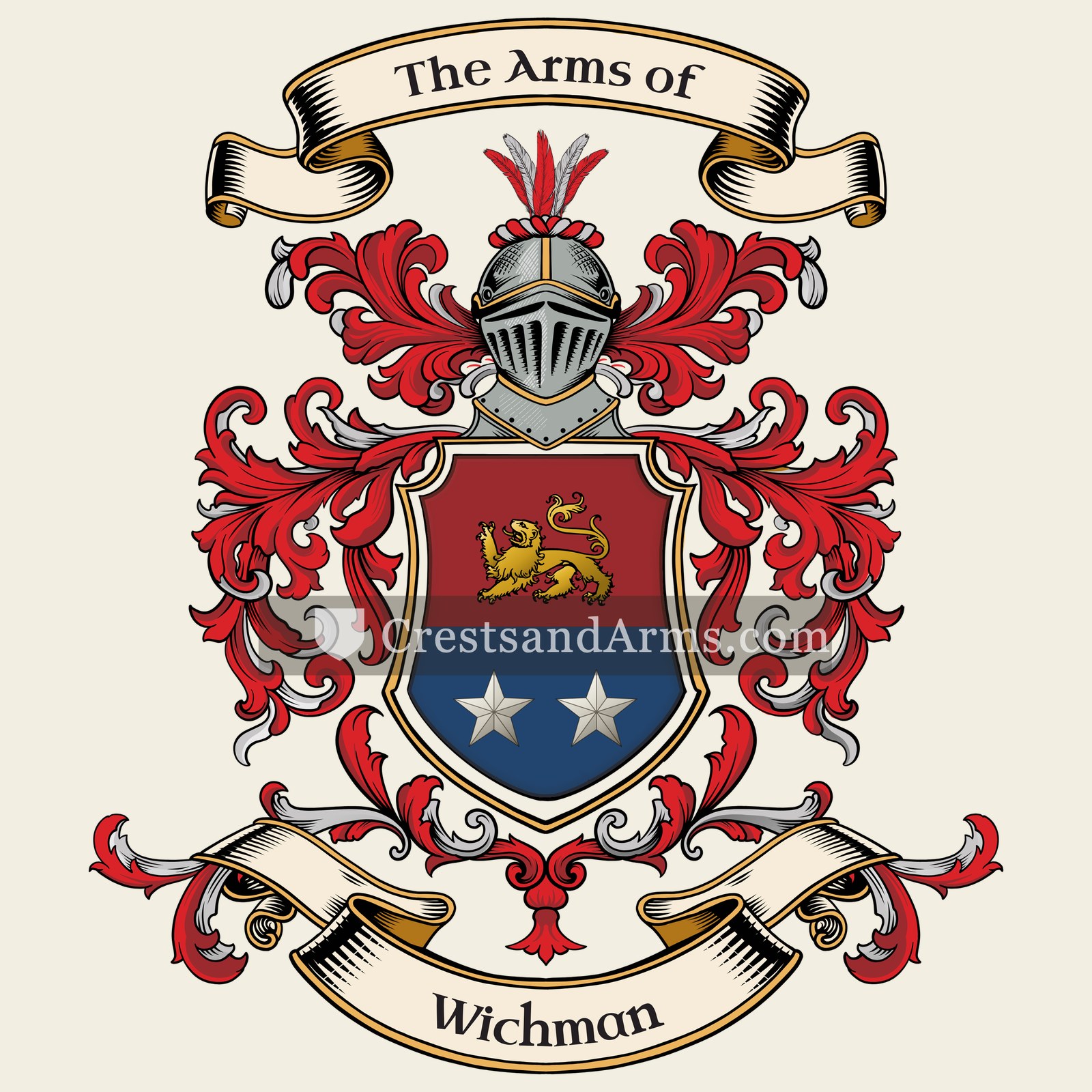 The Wichman coat of arms, drawn from the recorded blazon
