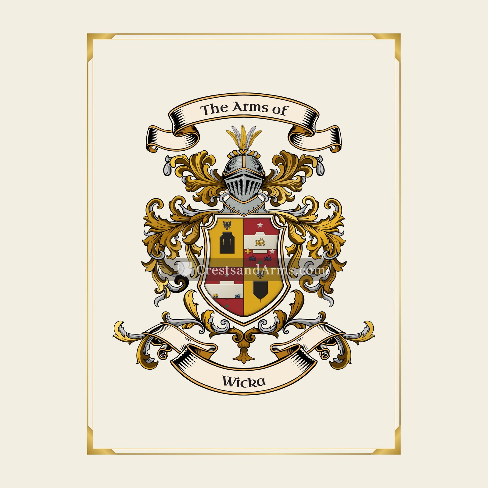 With gold border