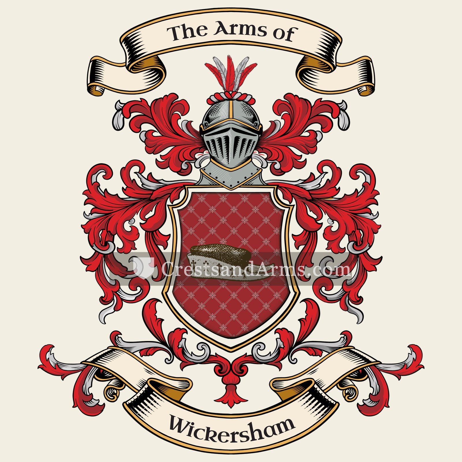 The Wickersham coat of arms, drawn from the recorded blazon