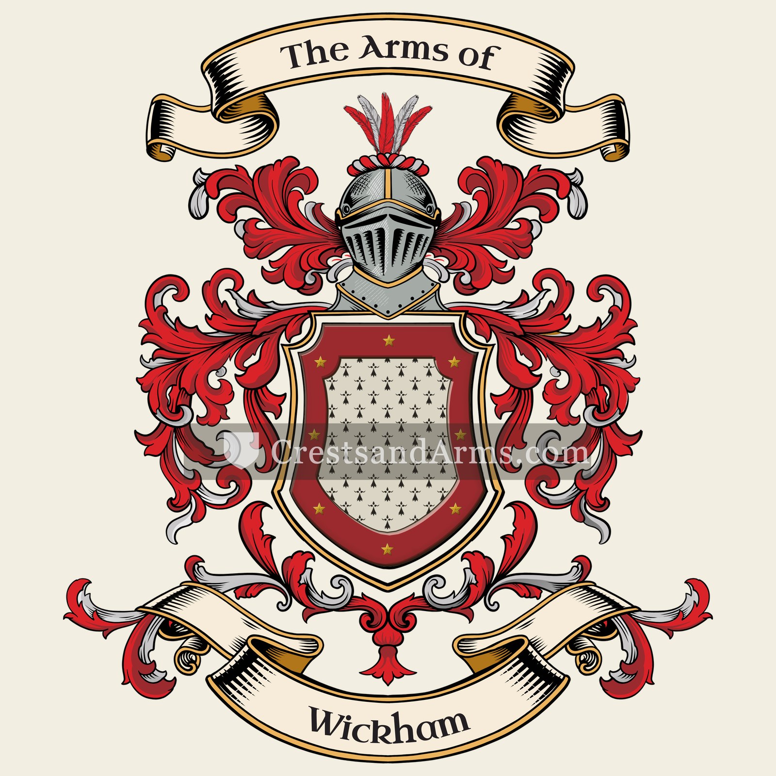 The Wickham coat of arms, drawn from the recorded blazon